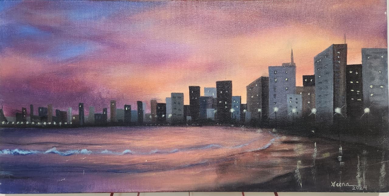 Marine Drive at Dusk by Veena Patange